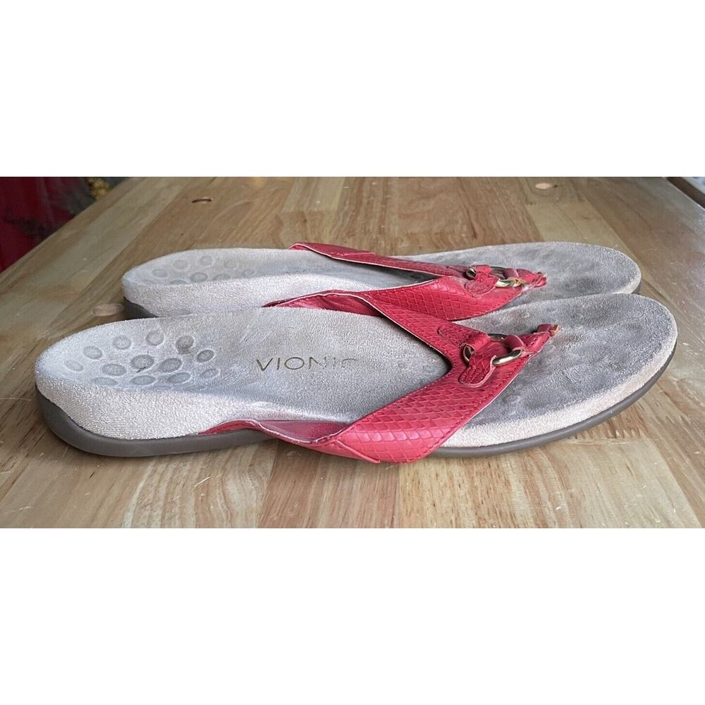 Vionic Sandals Thong Red Tropez leather Womens Size 10
